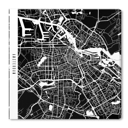 Amsterdam - mapy miast świata - czarny