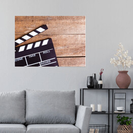 Plakat Klapy do filmu na drewnie - ilustracja