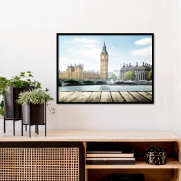 Plakat w ramie Widok z pomostu na Big Bena, Londyn, Wielka Brytania