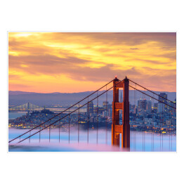 Plakat samoprzylepny Mglisty poranek na Golden Gate Bridge