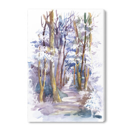 Obraz na płótnie Ścieżka prowadząca przez las zimą