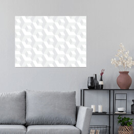 Plakat samoprzylepny Biało szare wypukłe sześciokąty foremne - efekt 3D
