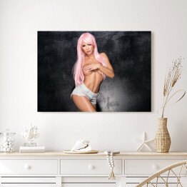 Obraz na płótnie Dziewczyna z różowymi włosami