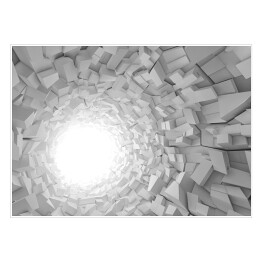Plakat samoprzylepny Jasny tunel 3D o nierównych ścianach