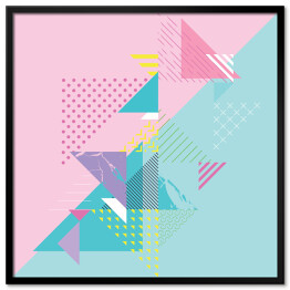 Plakat w ramie Różowe i błękitne trójkąty