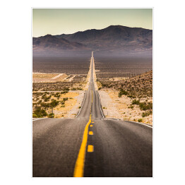 Plakat samoprzylepny Niekończący się prosta droga w Parku Narodowym, Kalifornia, USA