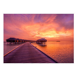 Plakat samoprzylepny Zachód słońca na plaży - Malediwy