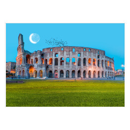 Plakat Księżyc nad Koloseum w Rzymie, Włochy
