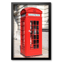Obraz w ramie Londyńska czerwona budka telefoniczna 