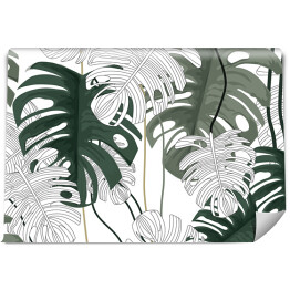 Fototapeta Tropikalne rośliny i białe tło wzór-wektor