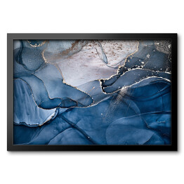 Obraz w ramie Ciemny niebieski atrament rozpuszczający się w płynie ze zdobieniami