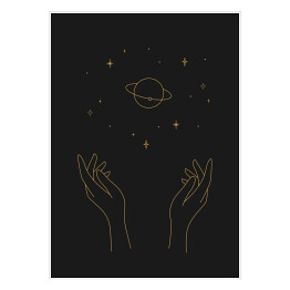 Plakat samoprzylepny Planeta w dłoniach - magiczna ilustracja