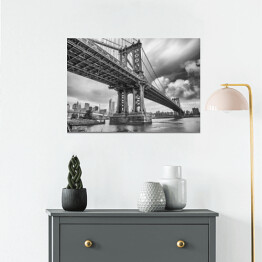 Plakat Czarno biały Manhattan Bridge, Nowy Jork