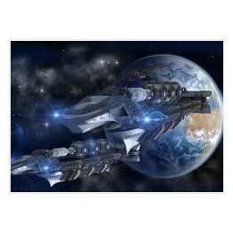Plakat Statek kosmiczny opuszczający Ziemię