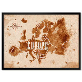 Plakat w ramie Mapa Europy w stylu retro