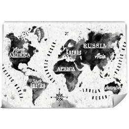 Fototapeta Mapa świata z atramentu na jasnym tle z podpisami