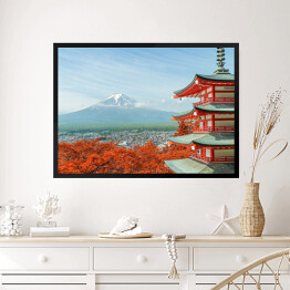 Obraz w ramie Góra Fuji i japońska architektura