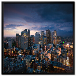 Plakat w ramie Niesamowity widok centrum Tokio o zachodzie słońca