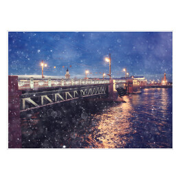 Plakat samoprzylepny Nocne światła miasta nad rzeką