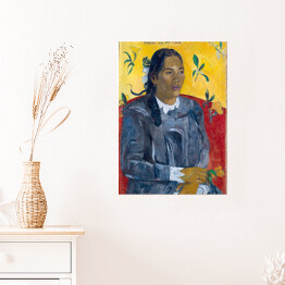 Plakat samoprzylepny Paul Gauguin "Tajlandzka kobieta z kwiatem" - reprodukcja
