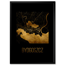 Plakat w ramie Czarno złota mapa - Bydgoszcz