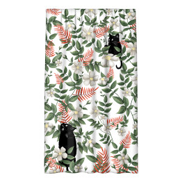 Zasłona Czarne koty w kwiatach - tekstylia dekoracyjne