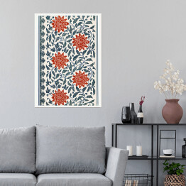 Plakat samoprzylepny Ornament kwiatowy z kompozycją geometryczną art deco