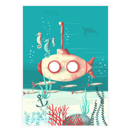 Plakat Pod wodą - łódź podwodna