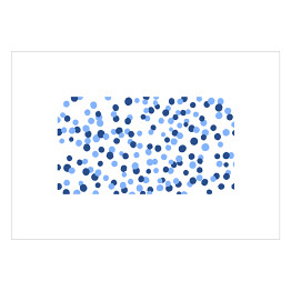 Plakat samoprzylepny Abstrakcja - niebieskie i granatowe kropki na białym tle