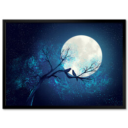 Plakat w ramie Księżyc na niebieskim tle