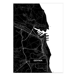 Plakat Mapa Gdyni czarno-biała