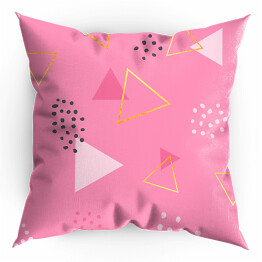 Poduszka Pastelowe i złote trójkąty na różowym tle - delikatny deseń