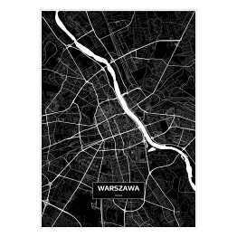 Plakat Mapa Warszawy czarno-biała