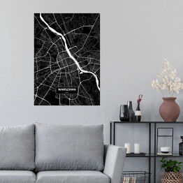 Plakat Mapa Warszawy czarno-biała