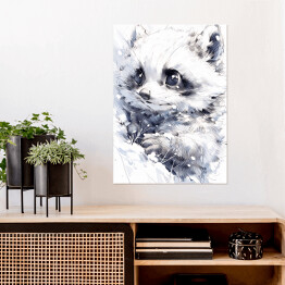 Plakat Szop pracz - minimalistyczny portret słodki zwierzak