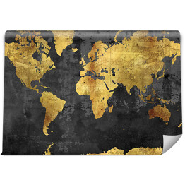 Fototapeta winylowa zmywalna Mapa świata w odcieniach złota na ciemnym tle