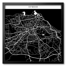 Obraz w ramie Mapy miast świata - Edynburg - czarna