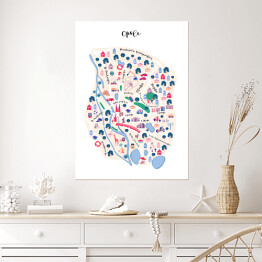 Plakat Kolorowa mapa Opola z symbolami