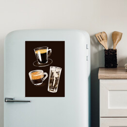 Magnes dekoracyjny Rodzaje kaw - ilustracja
