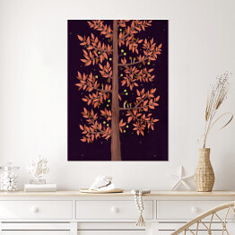 Plakat samoprzylepny Brązowe drzewo - ilustracja