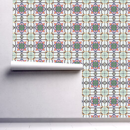 Tapeta w rolce Geometryczna ozdobna mozaika imitująca kafelki. Tekstylia domowe