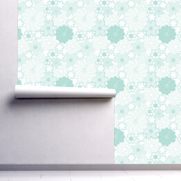 Tapeta samoprzylepna w rolce Miętowy minimalistyczny wzór kwiatowy - tekstylia domowe