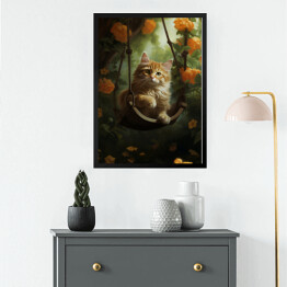 Obraz w ramie Portret kota inspirowany sztuką - Jean - Honore Fragonard