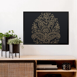 Obraz w ramie Liść złoty kwiatowy ornament 