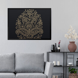 Obraz w ramie Liść złoty kwiatowy ornament 