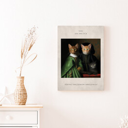 Obraz klasyczny Kot portret inspirowany sztuką - Jan Van Eyck "Portret małżonków Arnolfinich"