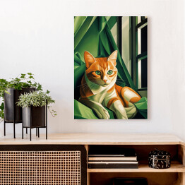 Obraz na płótnie Portret kota inspirowany sztuką - Tamara Łempicka 