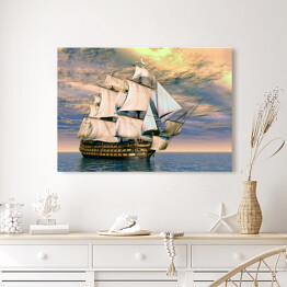 Obraz klasyczny Okazała łódź na tle pochmurnego nieba