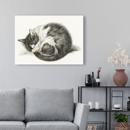 Obraz klasyczny Jean Bernard Zwinięty śpiący kot Reprodukcja