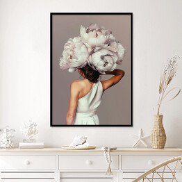 Plakat w ramie Dziewczyna w kwiatach i białej sukni